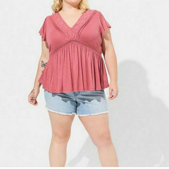 Torrid size 1 pink babydoll top EUC - Picture 3 of 4